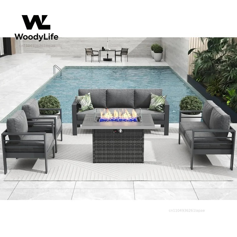 Outdoor Furniture Fire Table - L5 Parçalı Modern Alüminyum Bahçe Mobilya