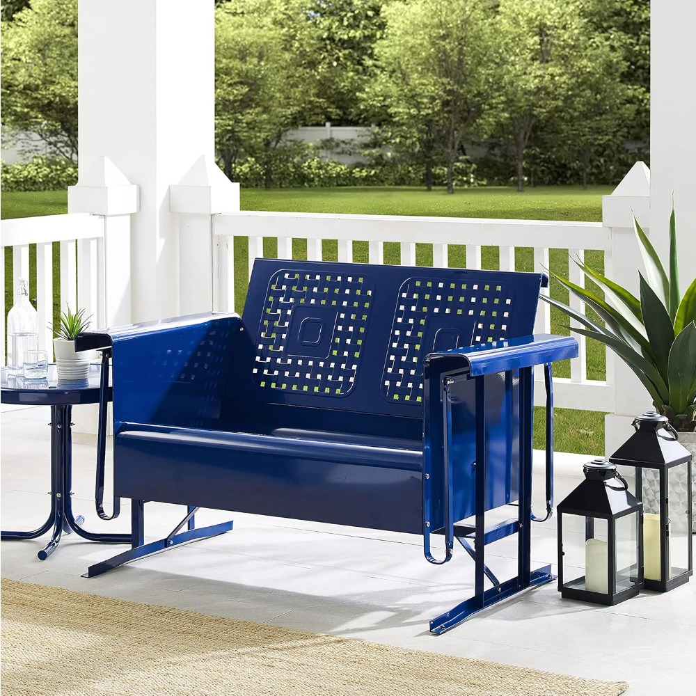 Outdoor Furniture Loveseat - Bates Retro Metal Dış Mekan Loveseat