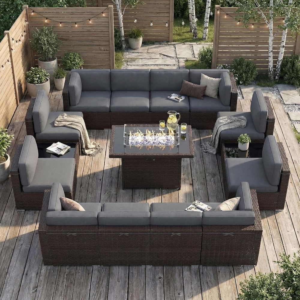 Outdoor Furniture Fire Table - 15 Parçalı Dış Mekan Veranda Mobilya