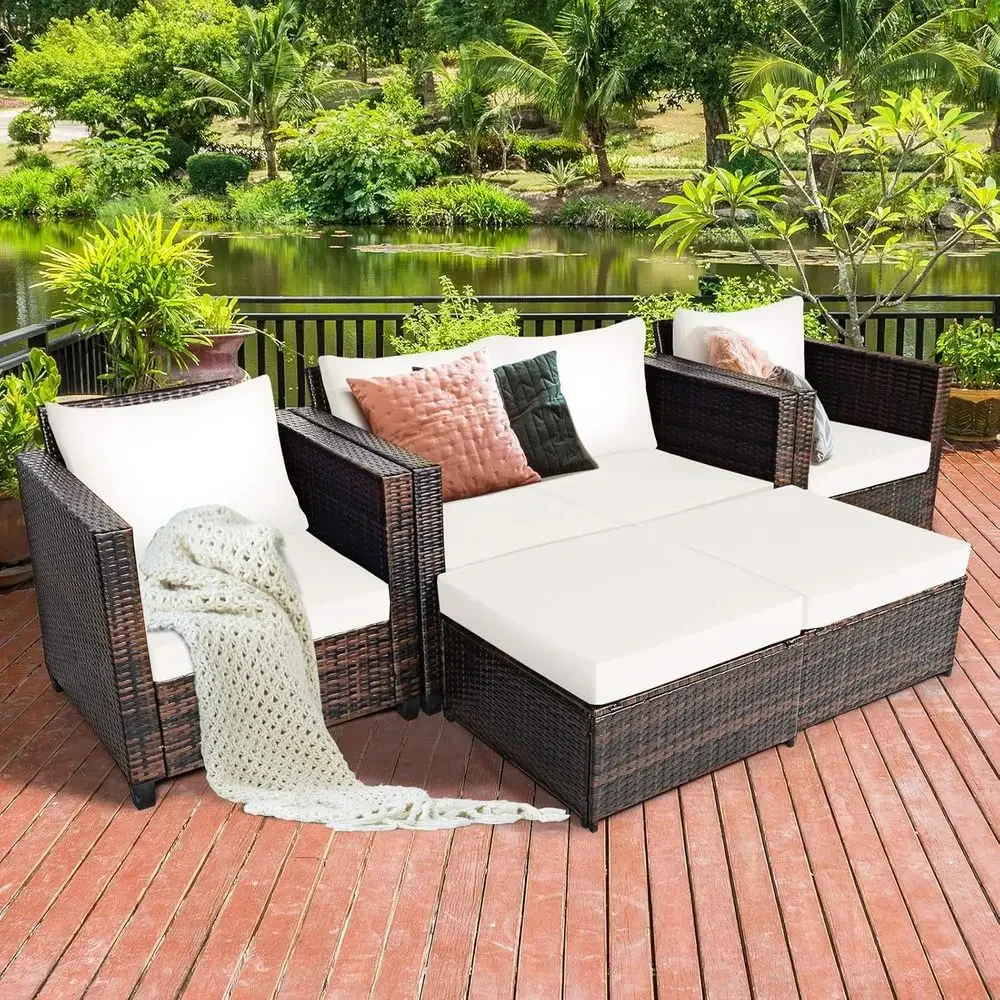 Outdoor Furniture Loveseat - 5 Parçalı Dış Mekan Hasır Veranda