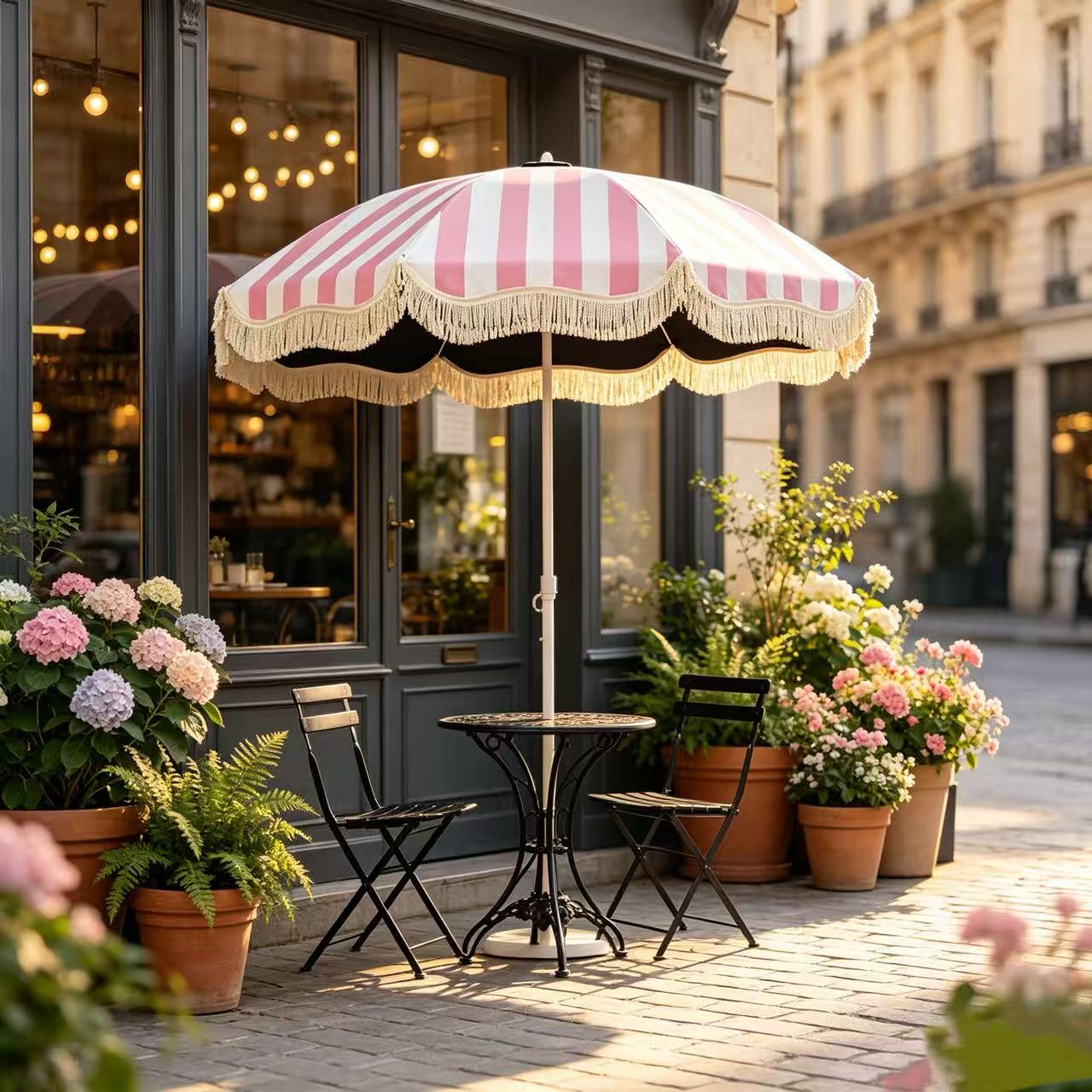 Outdoor Furniture Umbrella - 1'li Paket Dekoratif Püsküllü Plaj Şemsiyesi,