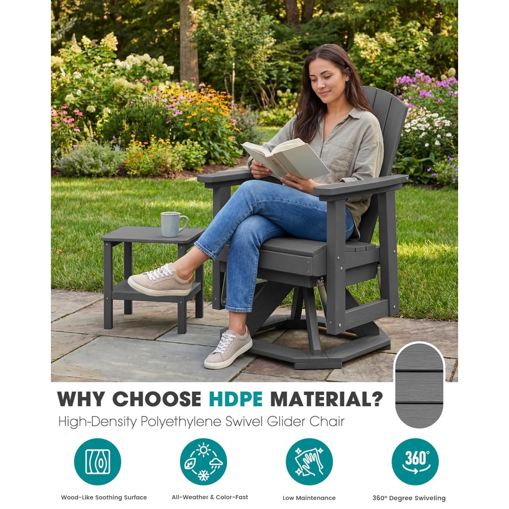 Adirondack Chair Wood - Adirondack Döner Sallanan Sandalye, HDPE Dış