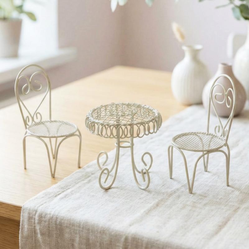 Outdoor Furniture Table - 1/3 adet Dollhouse bahçe ekran süsleme