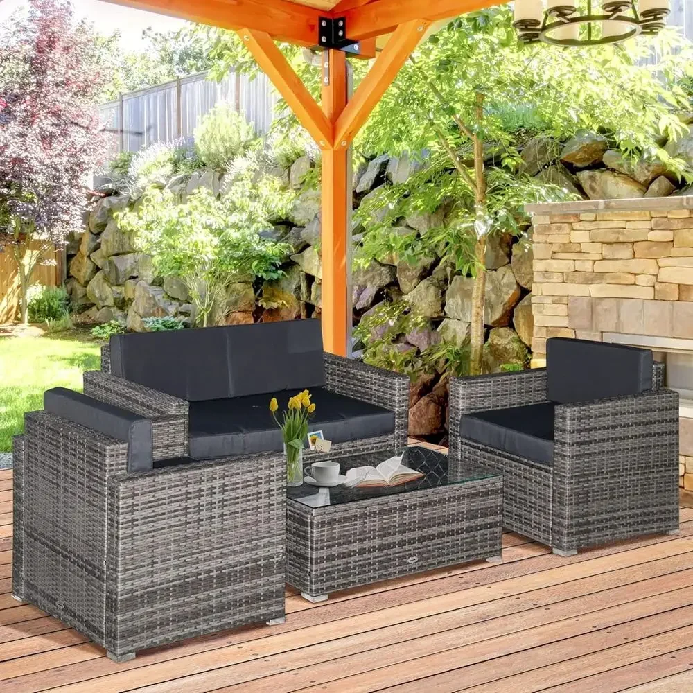 Outdoor Furniture Loveseat - 4 Parçalı Dış Mekan Hasır Köşe