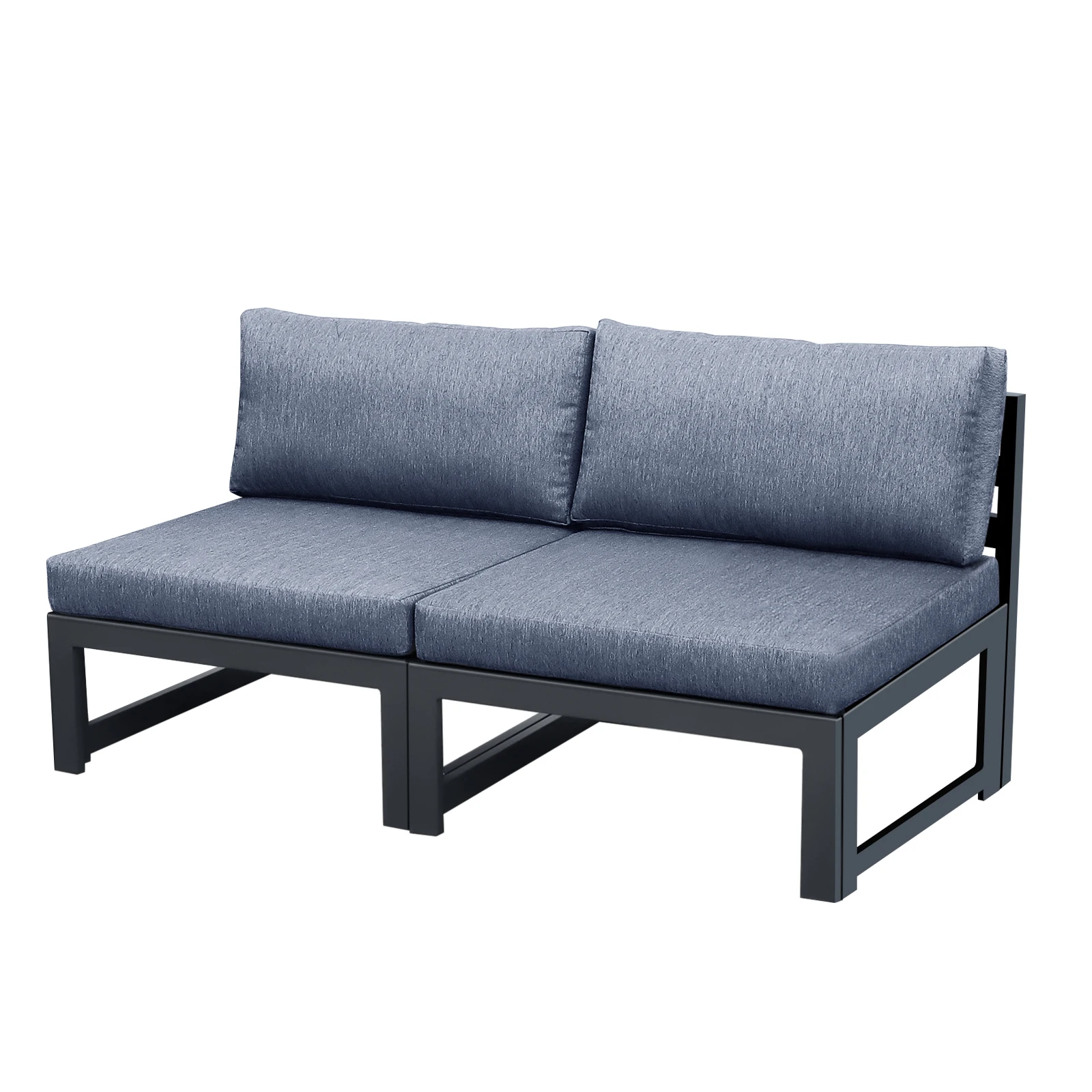 Outdoor Furniture Loveseat - Gri Minderli Alüminyum Açık Hava Veranda