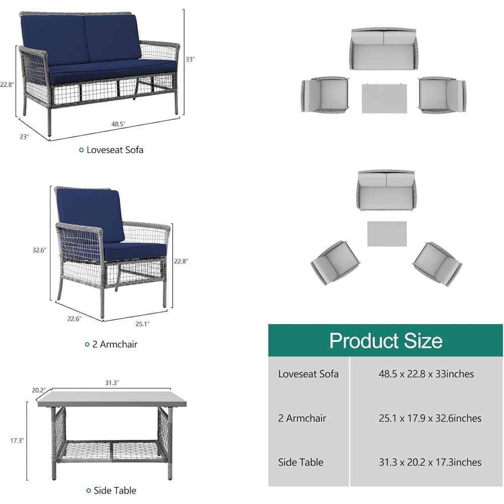 4 Parçalı Dış Mekan Veranda Mo - Outdoor Furniture Loveseat incelemesi ve fiyatı