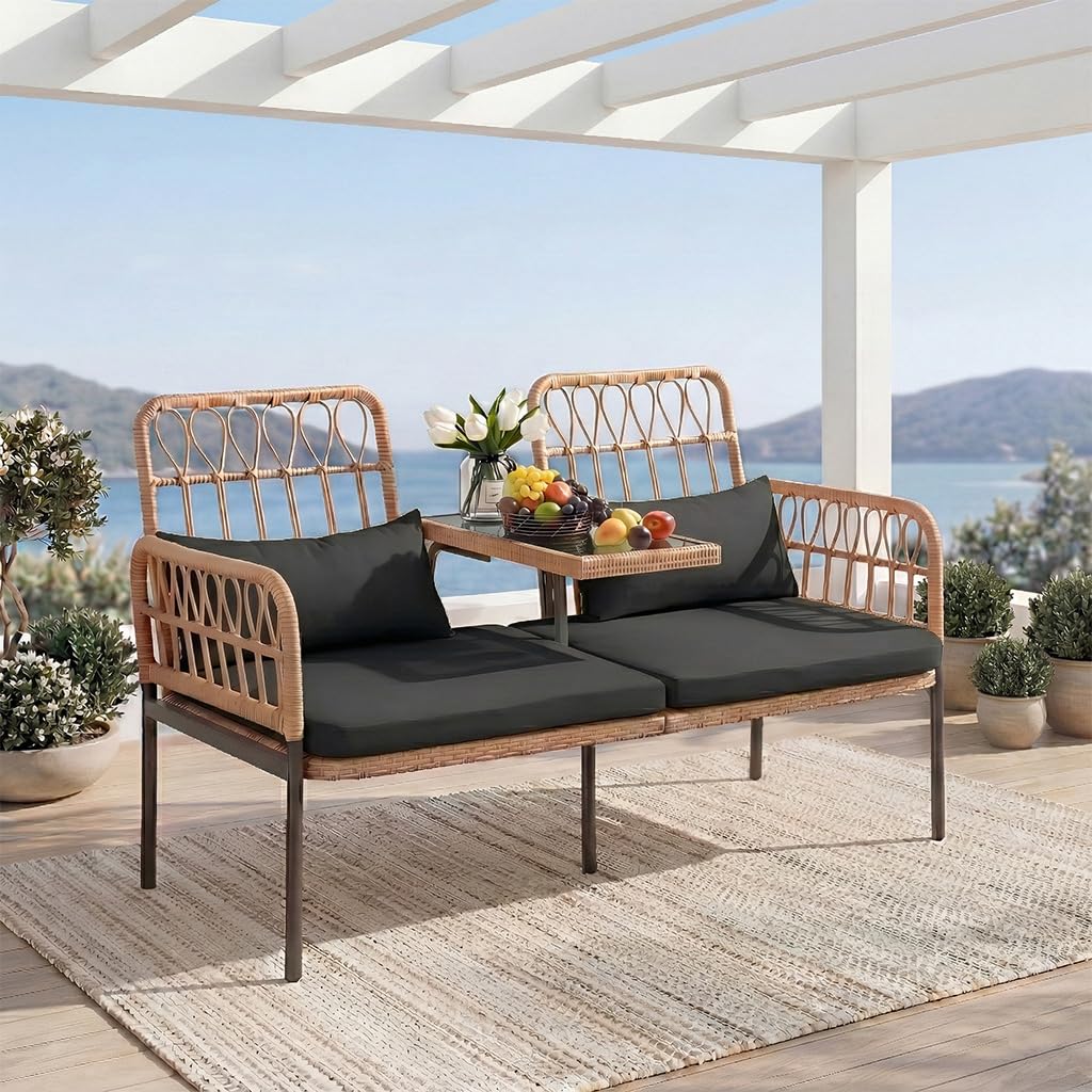 Cam Sehpalı Rattan Çift Kişili - Outdoor Furniture Loveseat incelemesi ve fiyatı