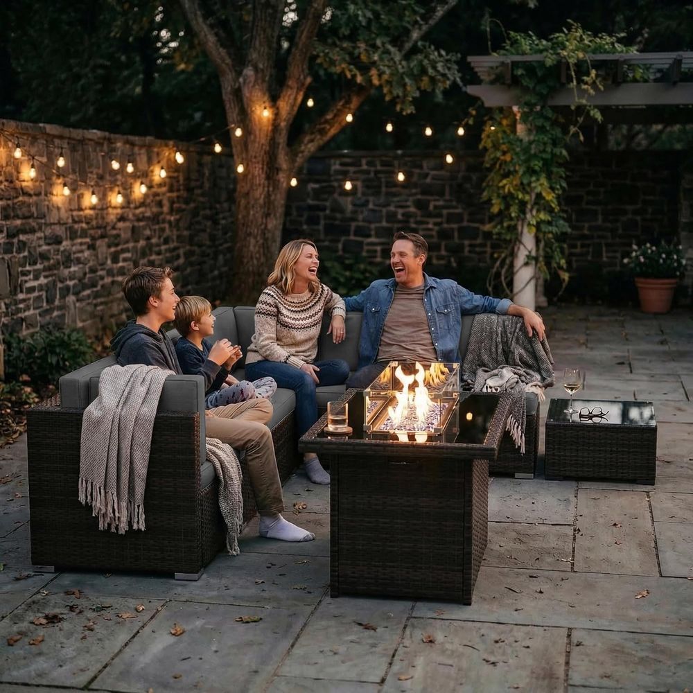 15 Parçalı Dış Mekan Veranda M - Outdoor Furniture Fire Table incelemesi ve fiyatı