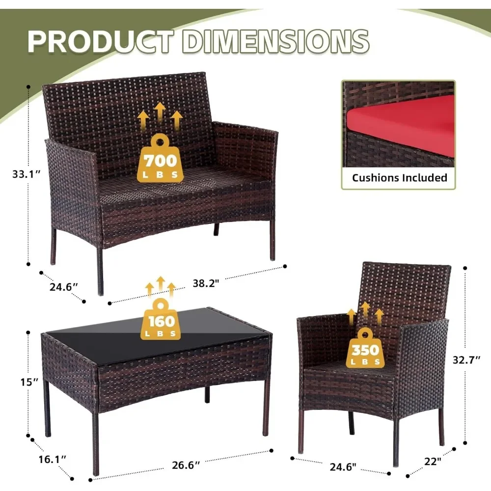 4 Parça Sohbet Seti Hasır Ratt - Outdoor Furniture Loveseat incelemesi ve fiyatı