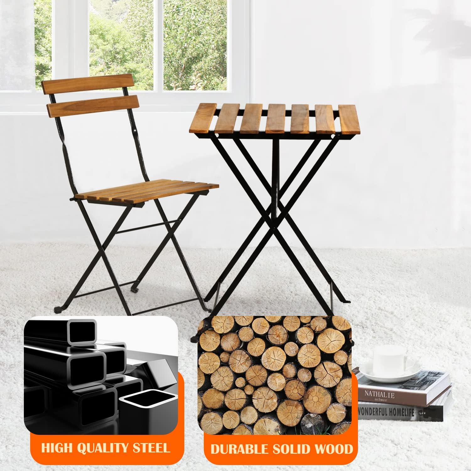 Doğal ahşap 3 parçalı katlanab - Outdoor Furniture Table incelemesi ve fiyatı