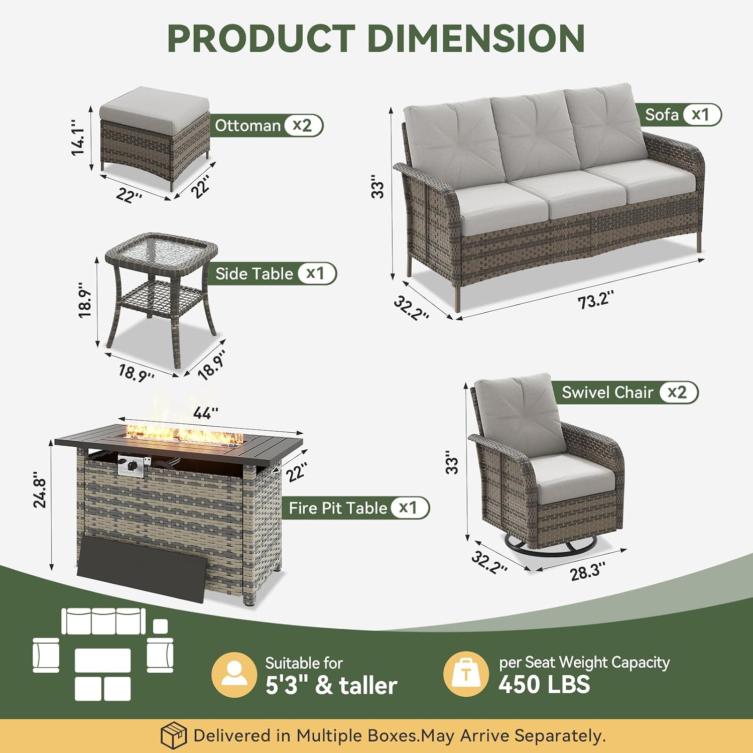 7 Parçalı Hasır Veranda Takımı - Outdoor Furniture Fire Table incelemesi ve fiyatı