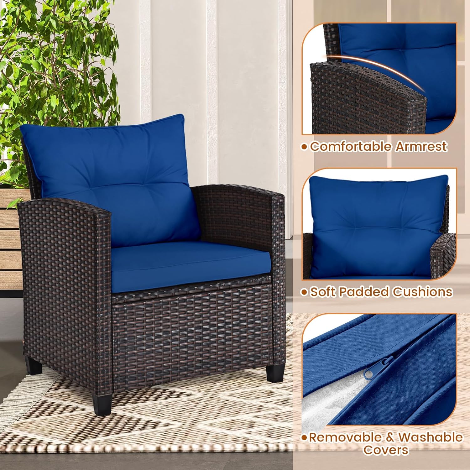 Lacivert rattan hasır 3 parçal - Outdoor Furniture Table incelemesi ve fiyatı